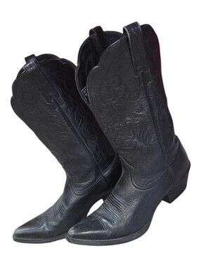 Ariat Black Leather Heritage Cowboy Cowgirl Boots Size 7B